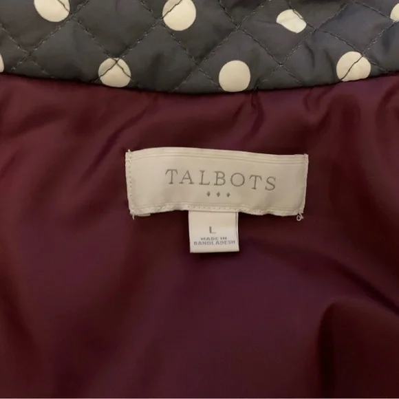 Polka Dot L Quilted Vest Talbots Outlet Brown Purple White - Picture 5 of 6